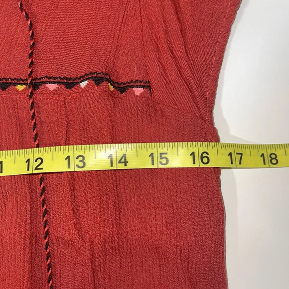 Maurices Burnt Orange Flutter Sleeve Embroidered Split Neck Top Medium Women’s - Picture 7 of 11